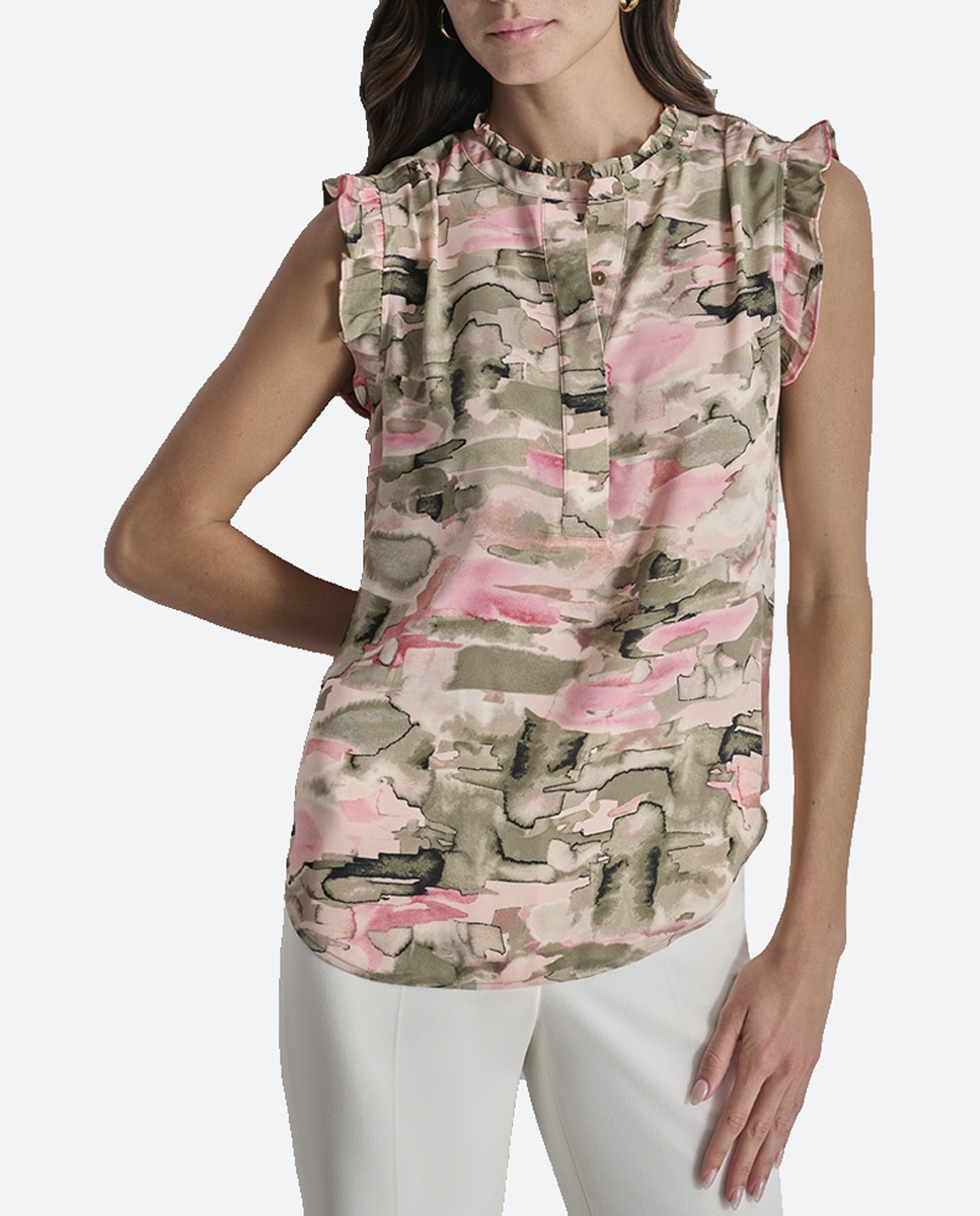 Imagen 0 de Blusa con cuello redondo y sin mangas