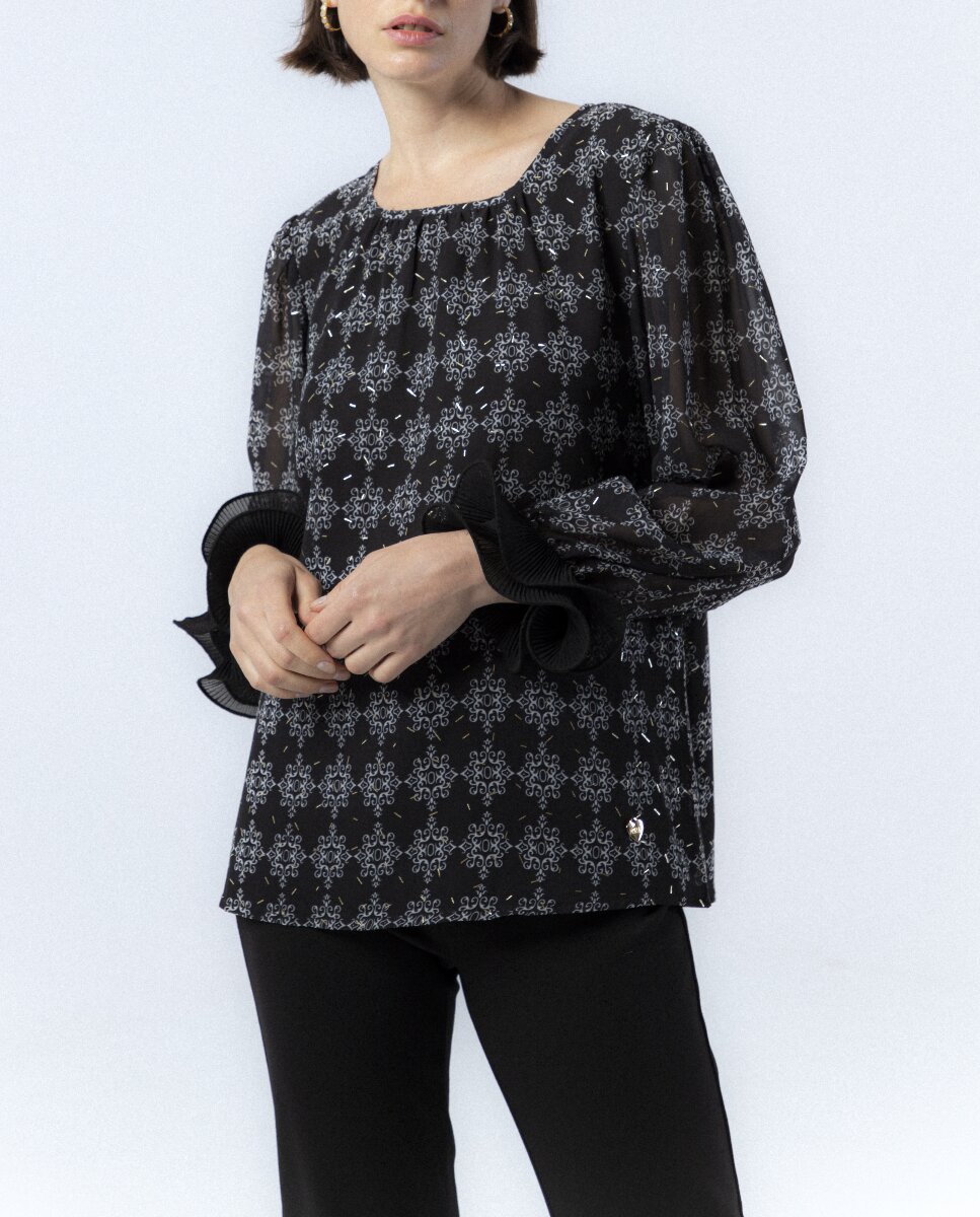 Imagen 0 de Blusa volantes Catalina azul