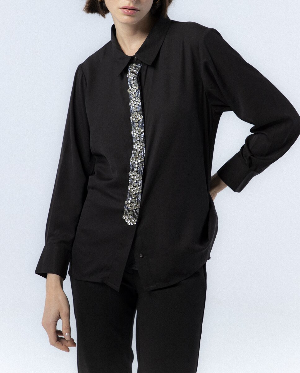 Imagen 0 de Camisa negra con lentejuelas Lucía