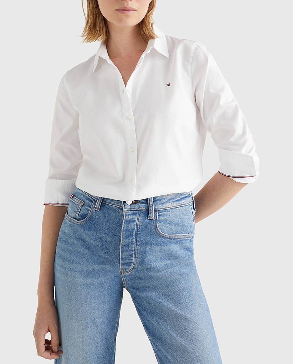 Imagen 0 de Camisa oxford de mujer Tommy Hilfiger en blanco