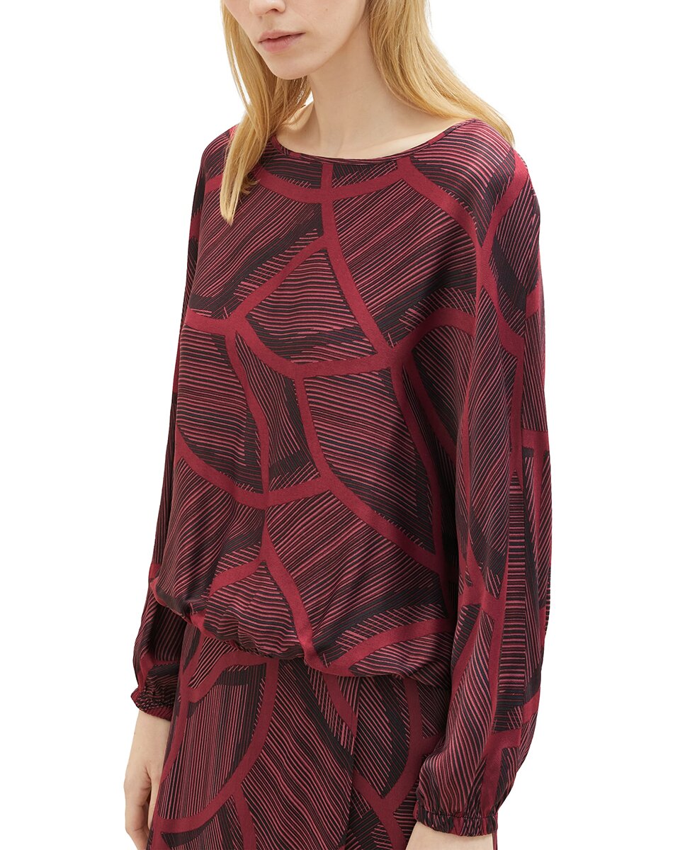 Imagen 0 de Blusa de mujer satinada con estampado de manga larga
