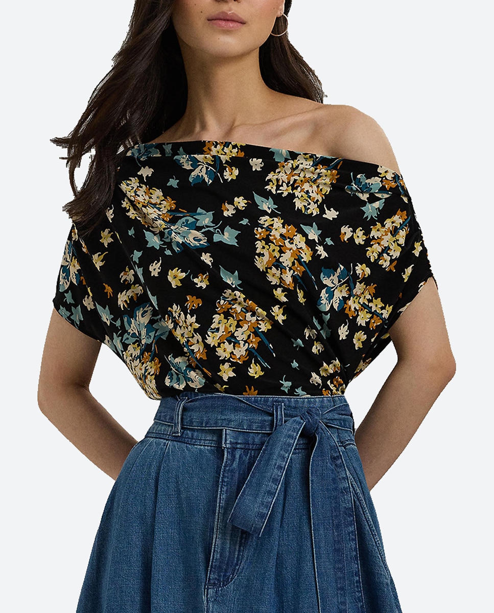 Imagen 0 de Top de mujer de flores con un hombro al descubierto