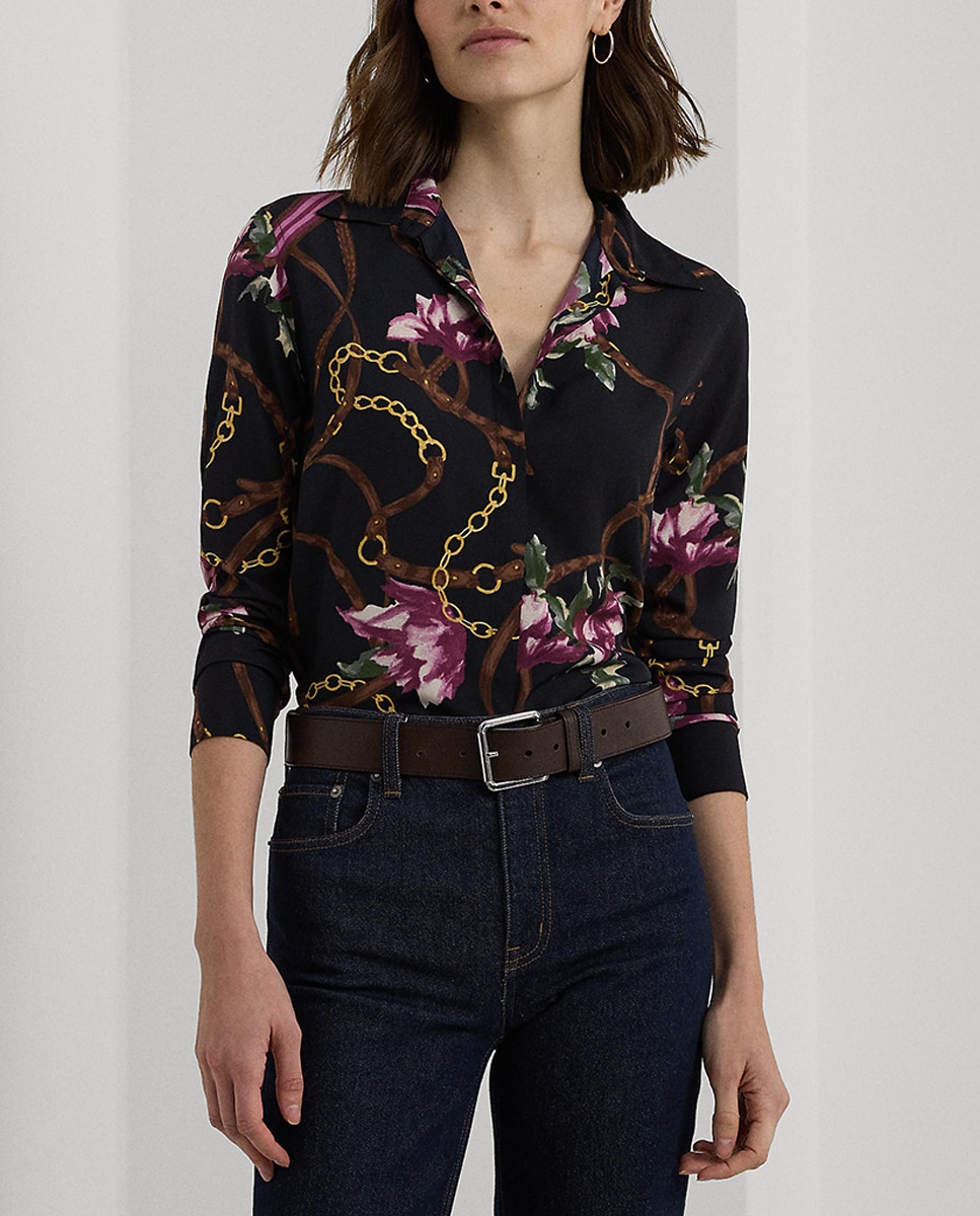 Imagen 0 de Camisa de mujer de manga larga con estampado de correaje ecuestre