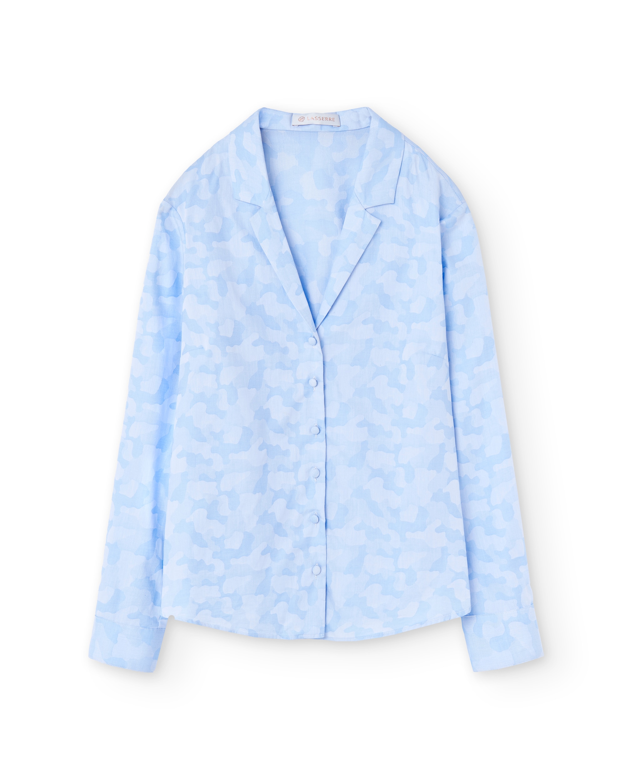 Imagen 0 de Camisa De Mujer Con Solapas Y Estampado De Nubes