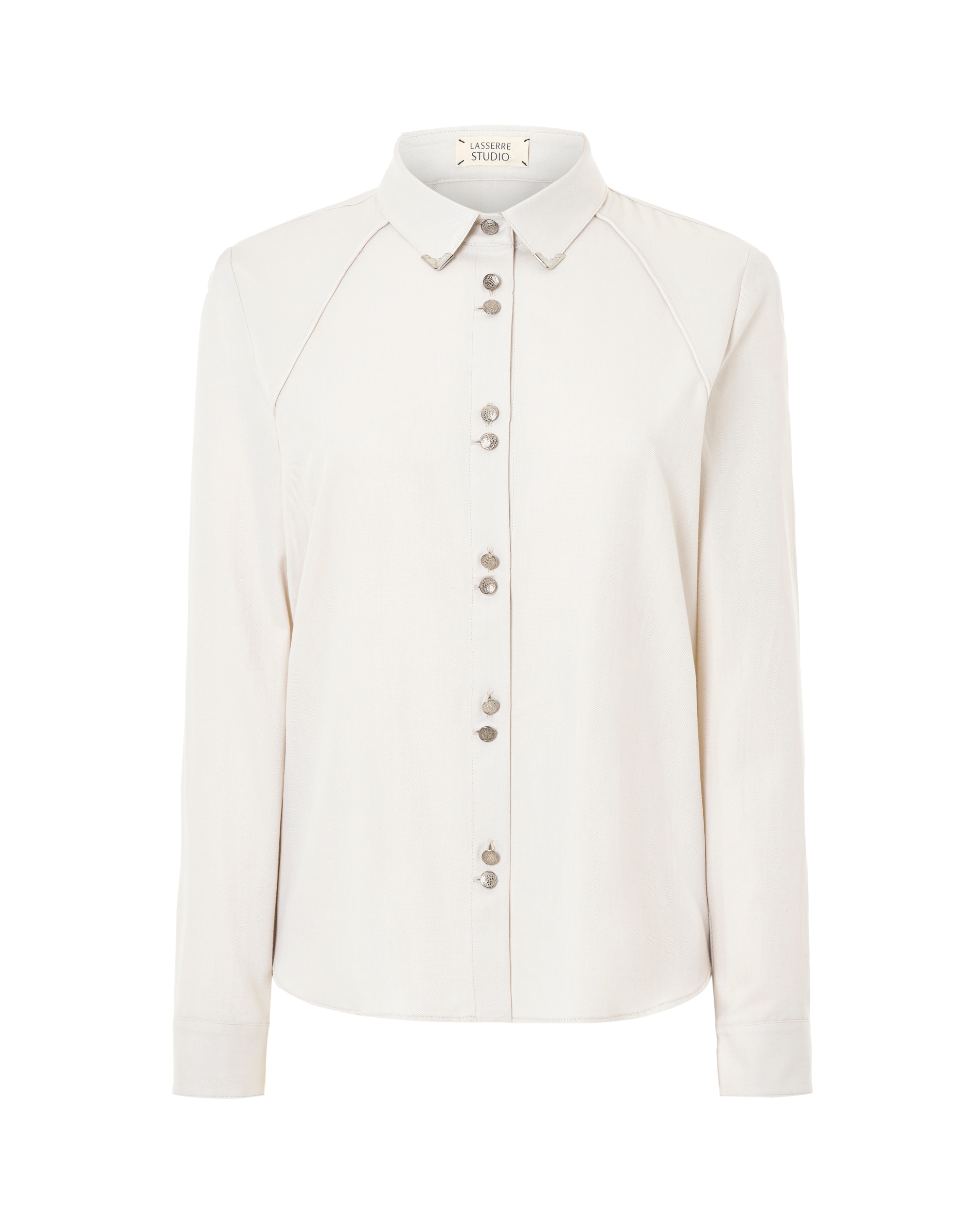 Imagen 0 de Camisa de mujer con detalle metálico en cuello y botones