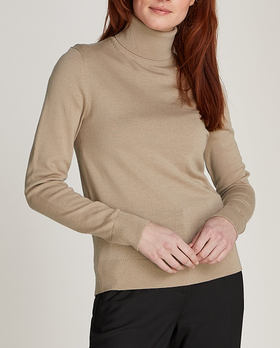Imagen 0 de Jersey de mujer cuello vuelto de lana merino