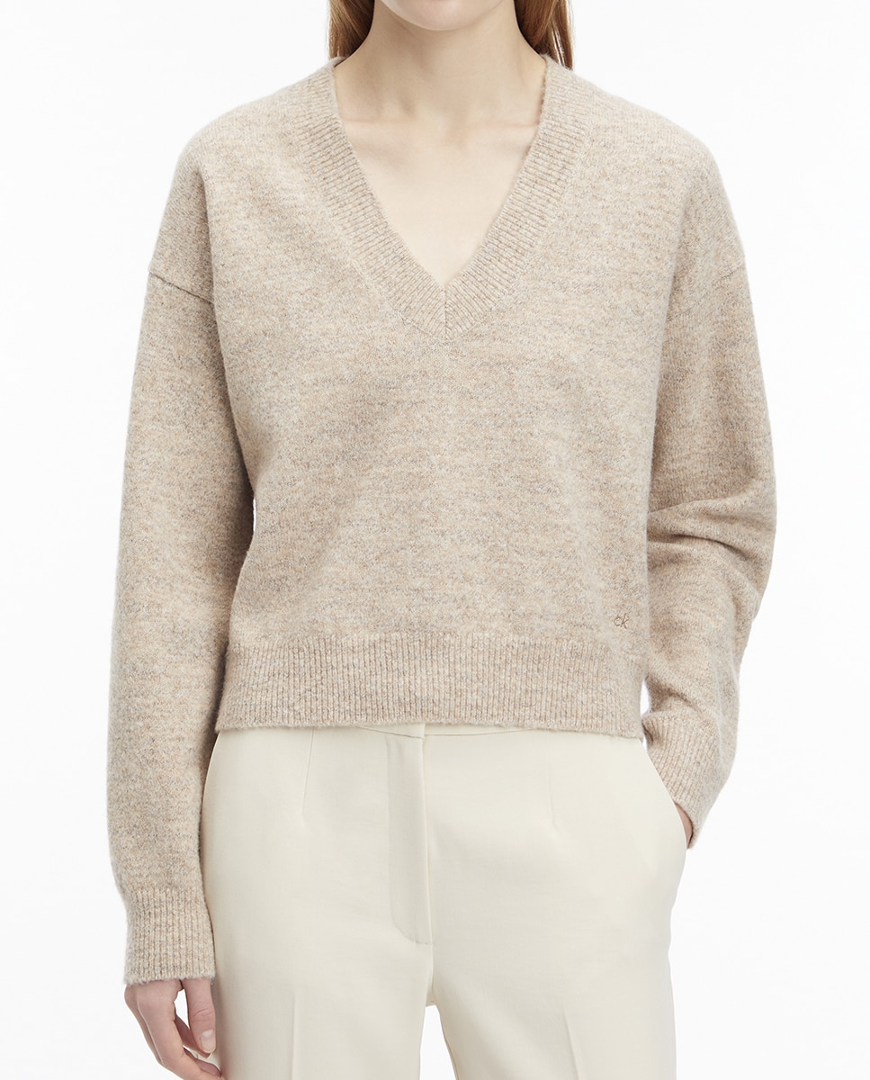 Imagen 0 de Jersey de mujer cuello vuelto de lana merino