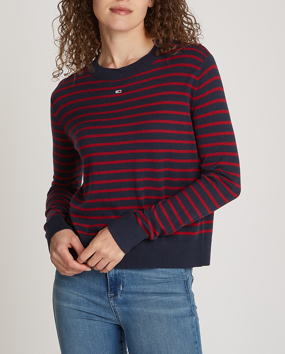 Imagen 0 de Jersey de mujer cuello redondo a rayas
