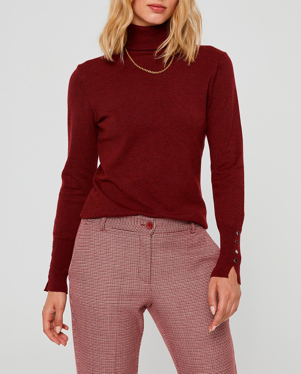 Imagen 0 de Jersey básico cuello alto de mujer
