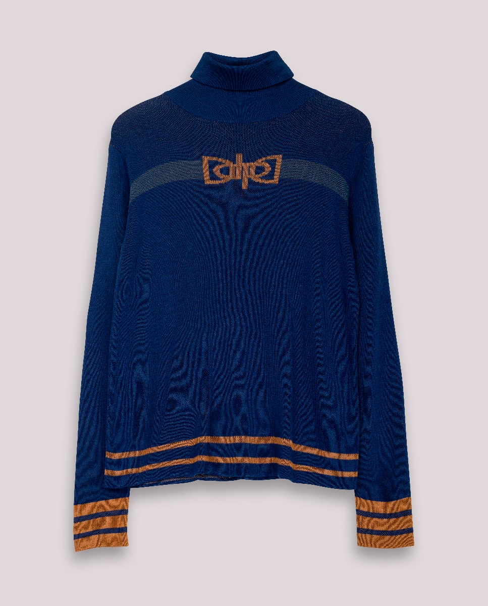 Imagen 0 de Jersey Punto Azul Cuello Alto Carla