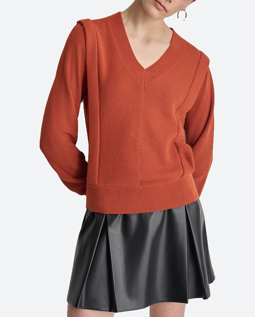 Imagen 0 de Jersey de mujer con cuello de pico y mangas largas