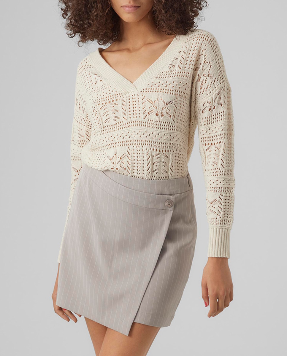 Imagen 0 de Jersey de punto de mujer con cuello en V