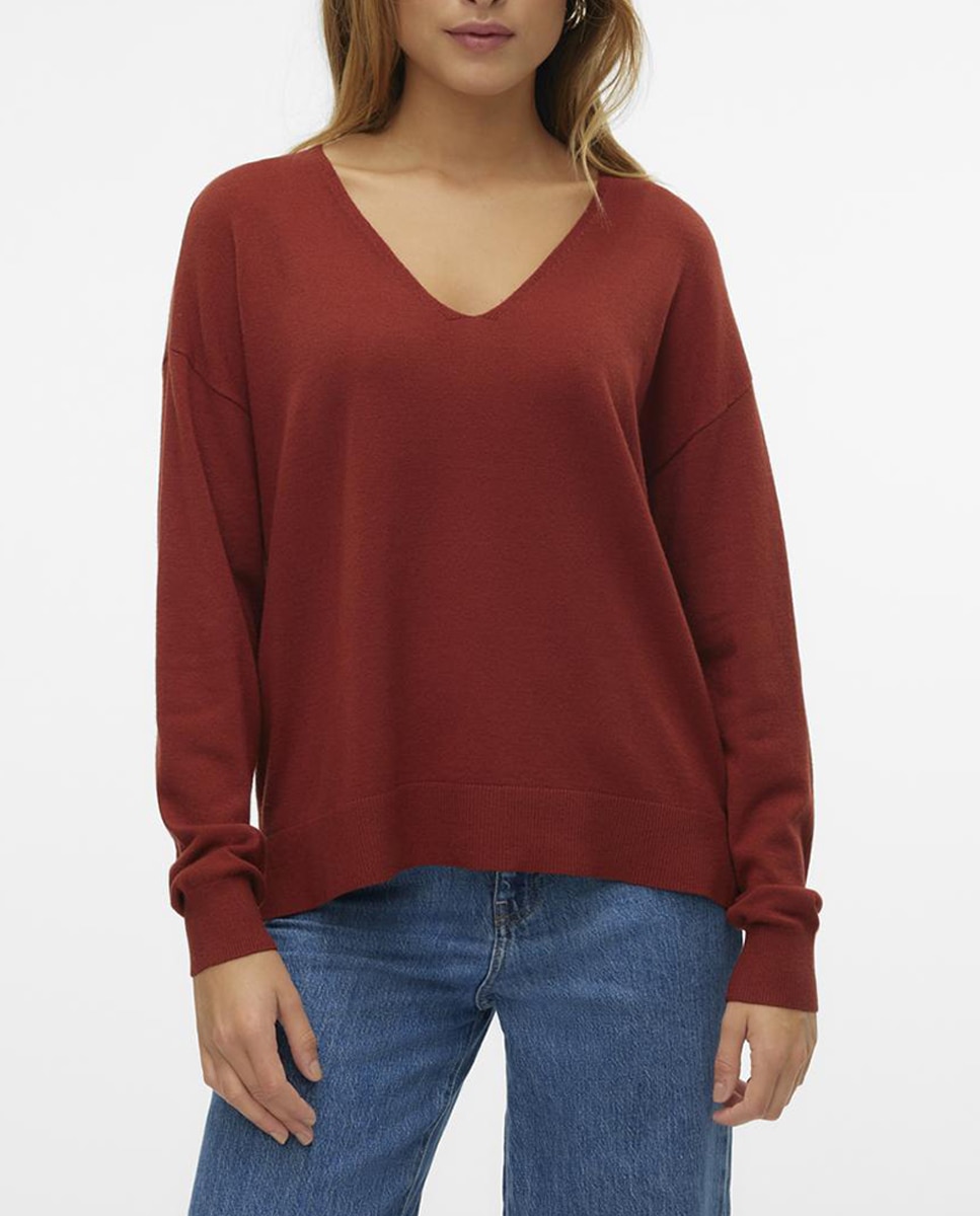 Imagen 0 de Jersey con cuello de pico de mujer con hombros caídos