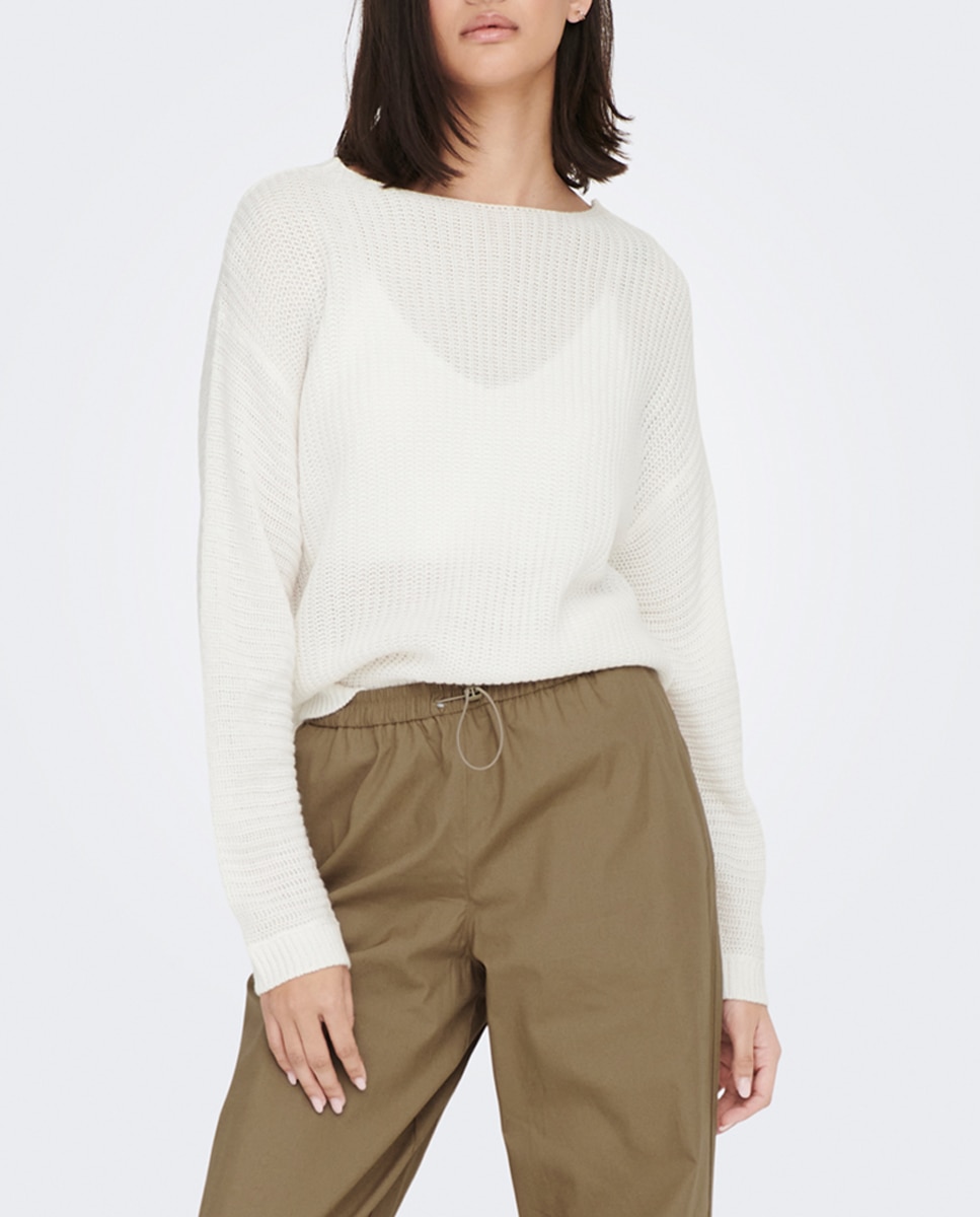 Imagen 0 de Jersey de mujer de punto de manga larga y cuello pico