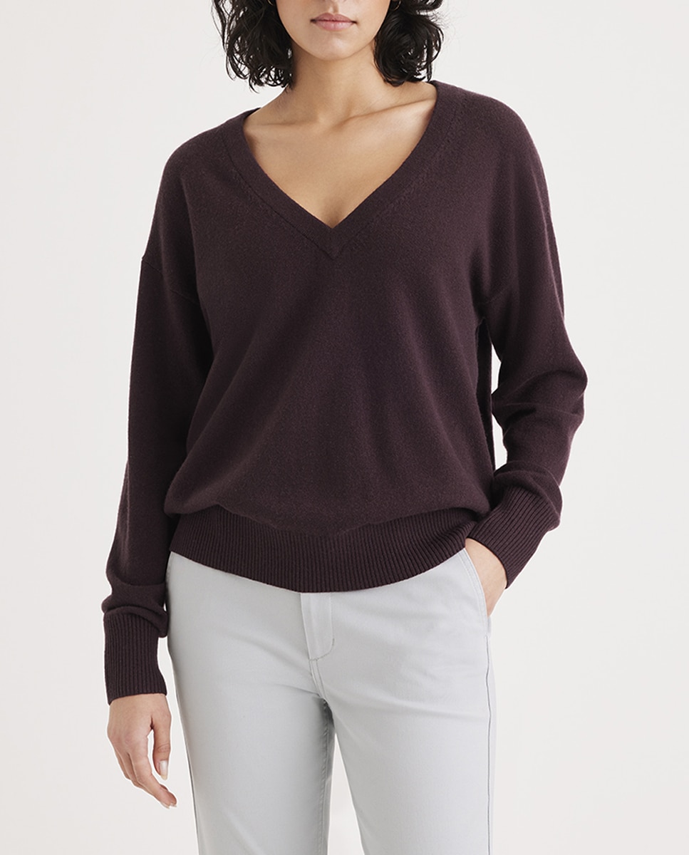 Imagen 0 de Jersey de mujer con cuello pico de lana.