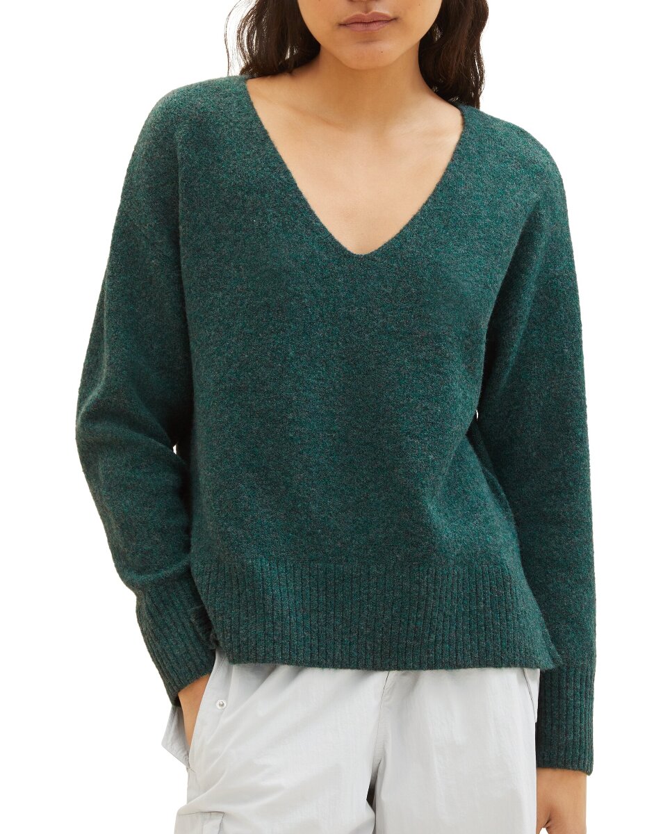 Imagen 0 de Jersey de mujer liso con cuello pico
