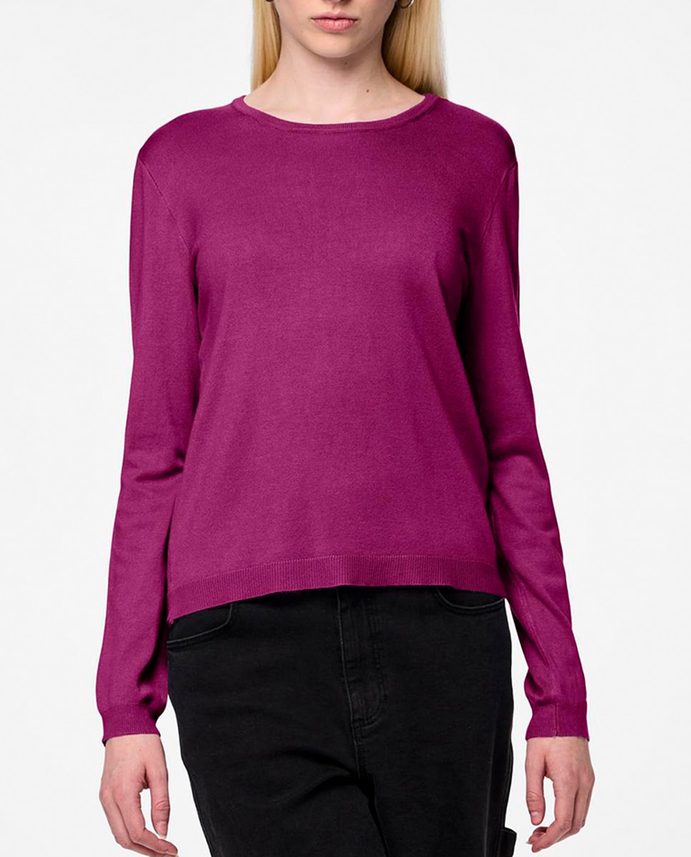 Imagen 0 de Jersey de rayas y cuello redondo de mujer