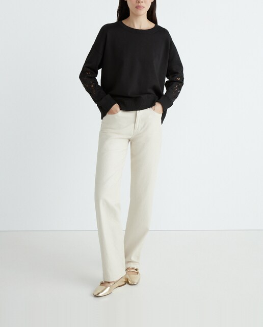 Imagen 0 de Sudadera con bordado inglés de mujer.