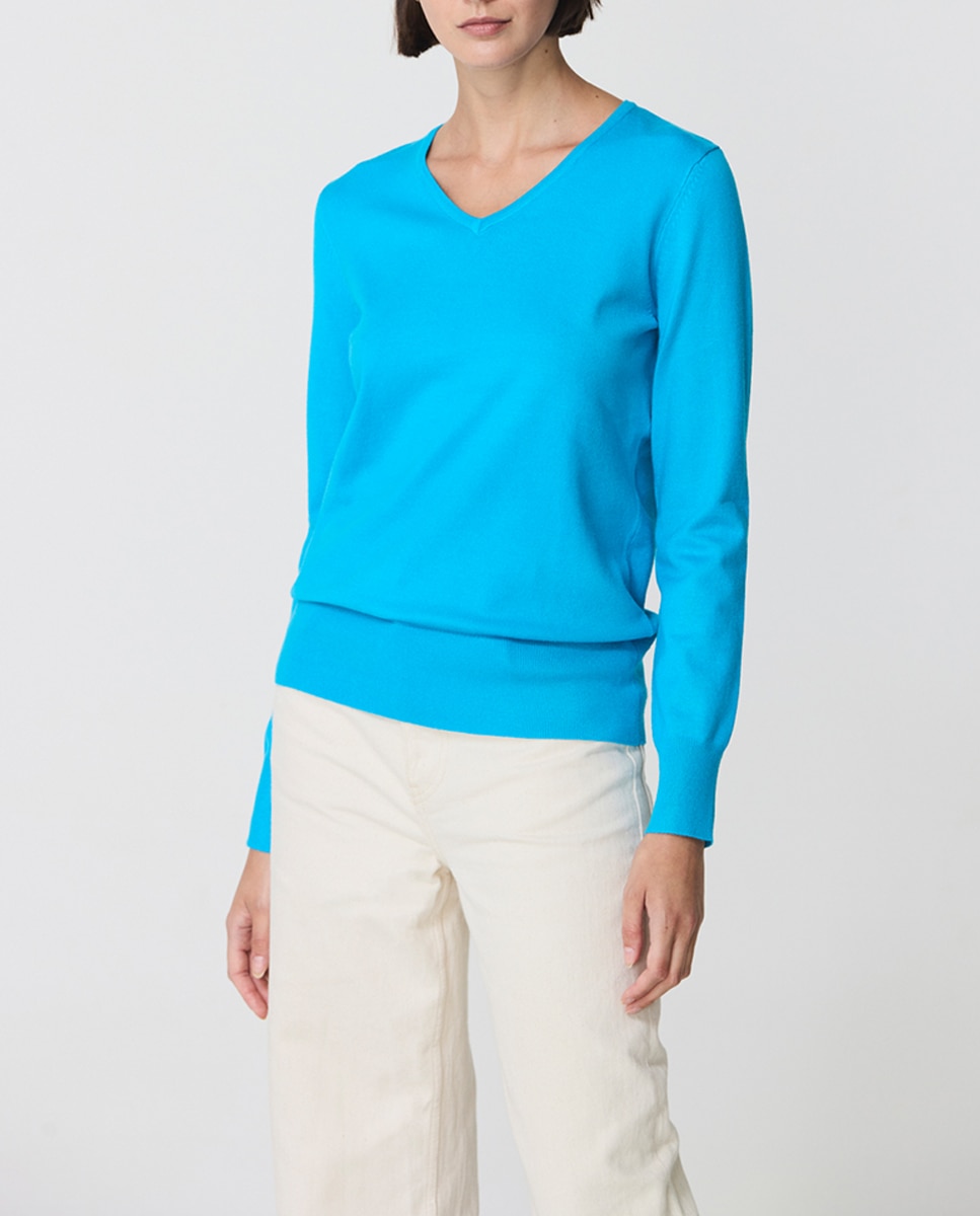 Imagen 0 de Jersey de mujer básico viscosa cuello pico