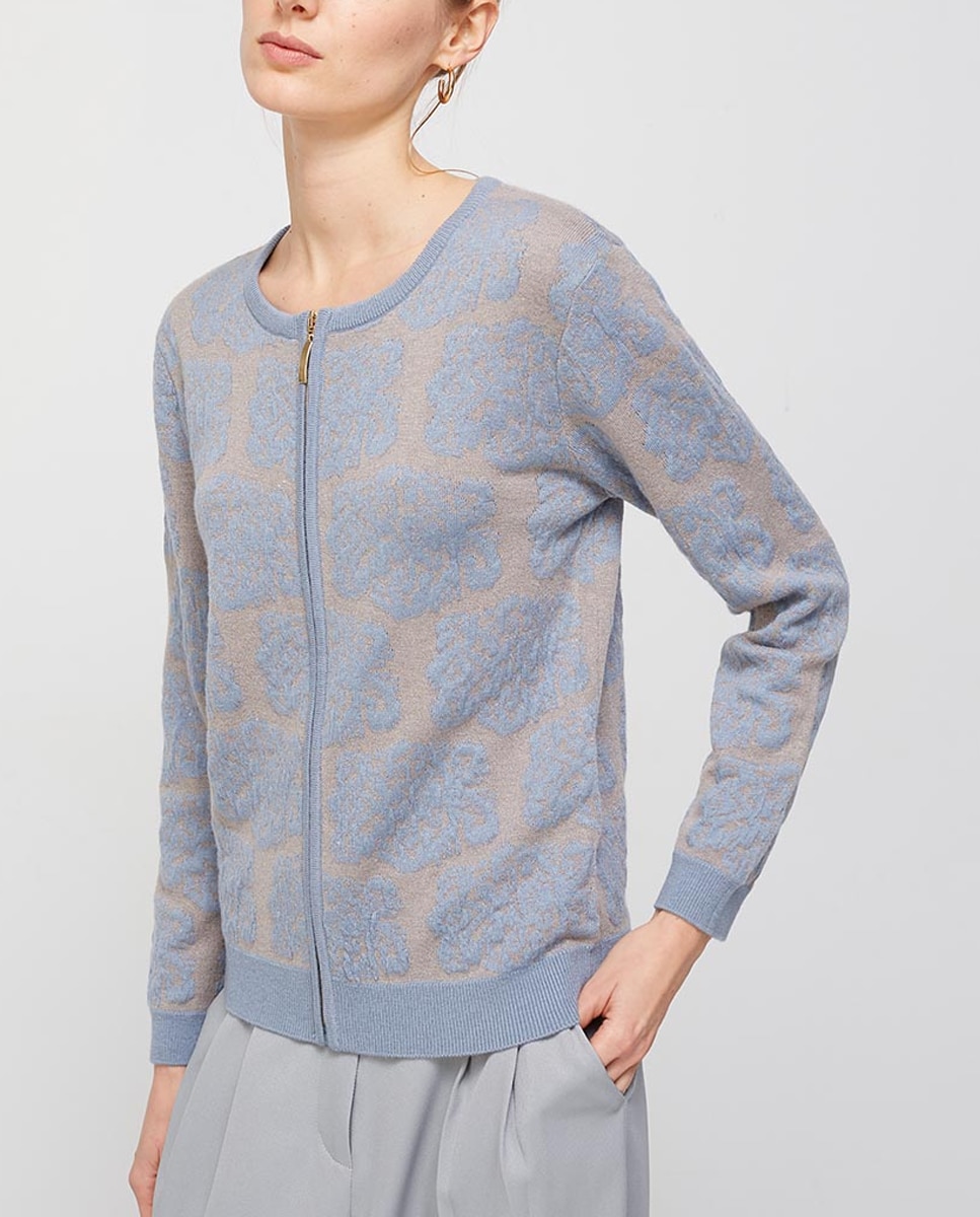 Imagen 0 de Chaqueta de mujer jaquard cuello redondo manga larga