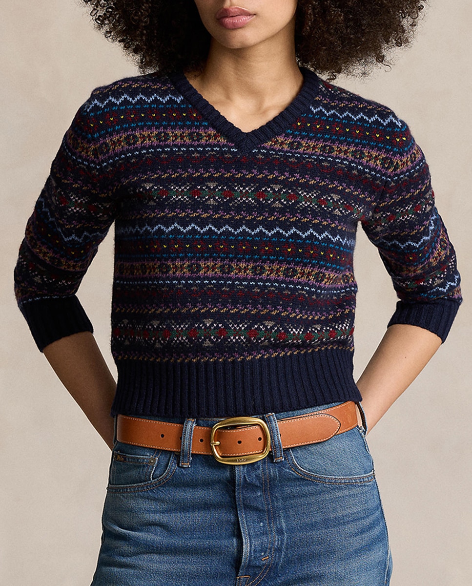 Imagen 0 de Jersey de mujer de lana con cenefas