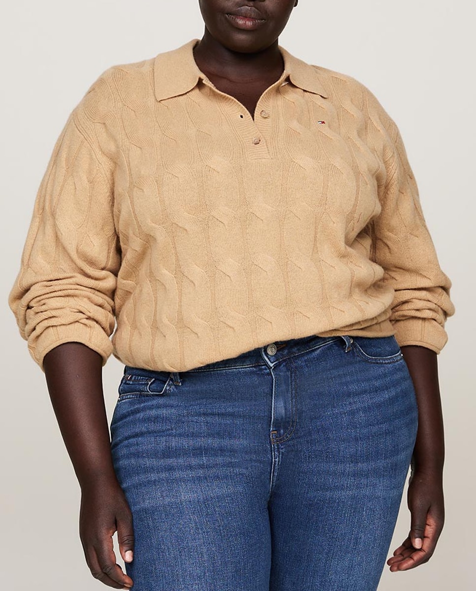 Imagen 0 de Jersey de mujer con cuello tipo polo y manga larga