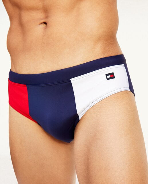 Imagen 0 de Bañador slip de hombre corporativo en es blanco, rojo y azul marino