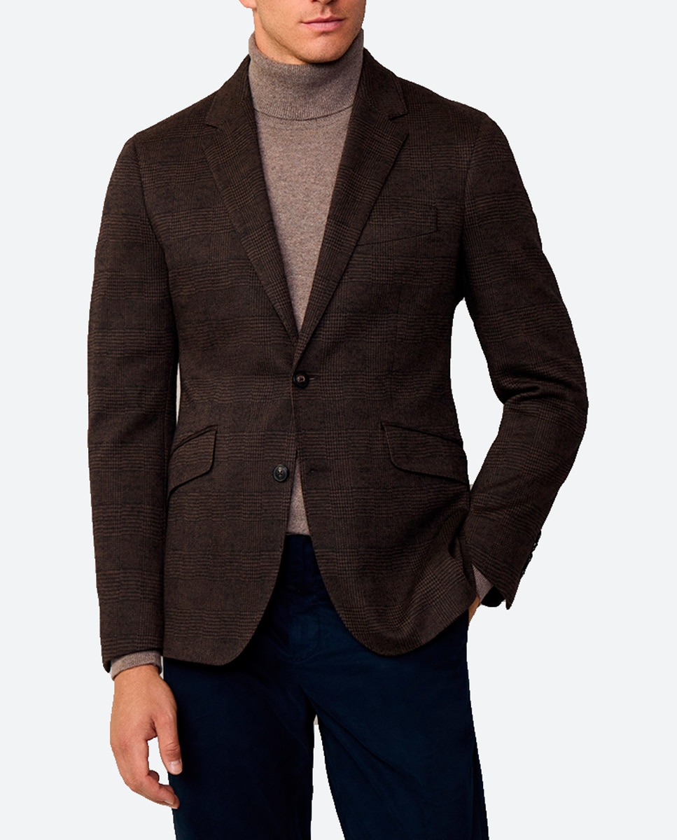 Imagen 0 de Americana de hombre de cuadros marrón corte classic tallas grandes