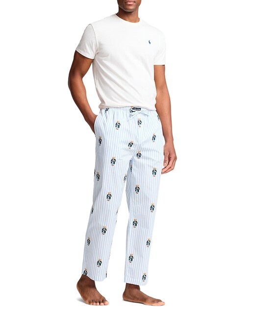 Imagen 0 de Pantalón de pijama de hombre de algodón de rayas y con osos