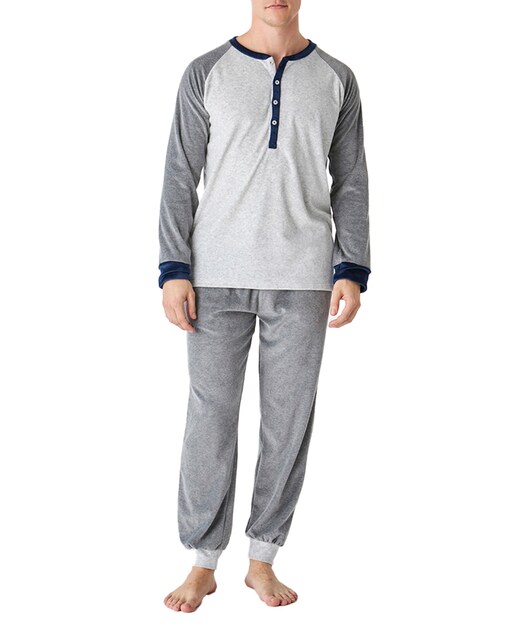 Imagen 0 de Pijama caballero terciopelo  manga ranglan