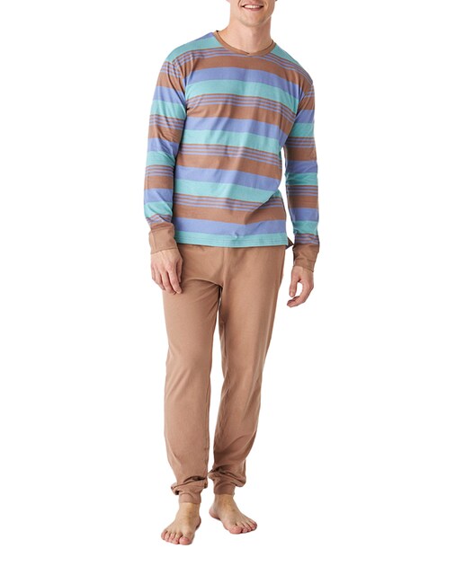 Imagen 0 de Pijama de algodón manga larga cuello redondo JJB12 hombre