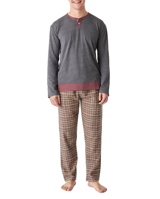 Imagen 0 de Pijama de algodón manga larga cuello medio JJBEP5902 hombre