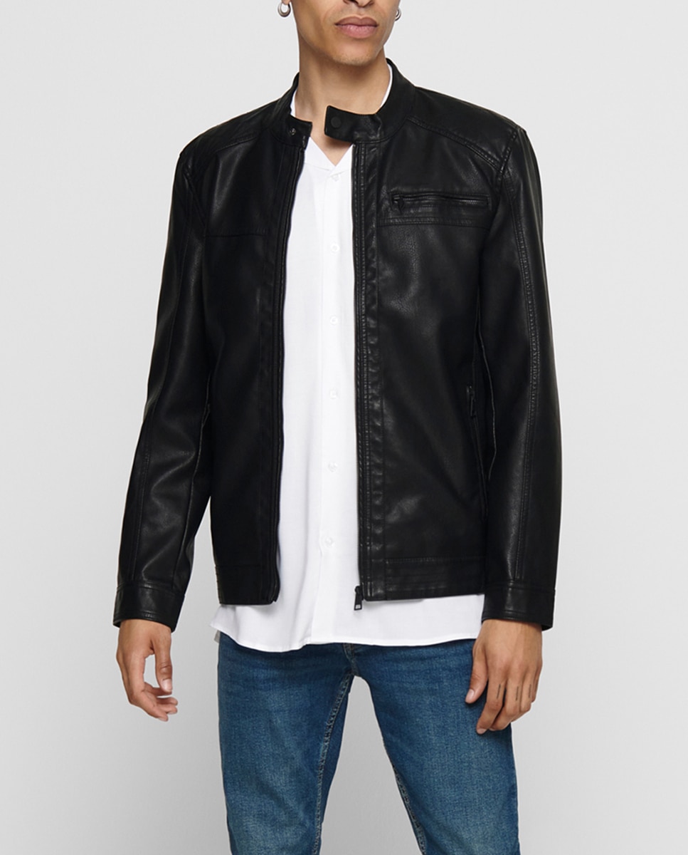 Imagen 0 de Cazadora biker de hombre efecto piel