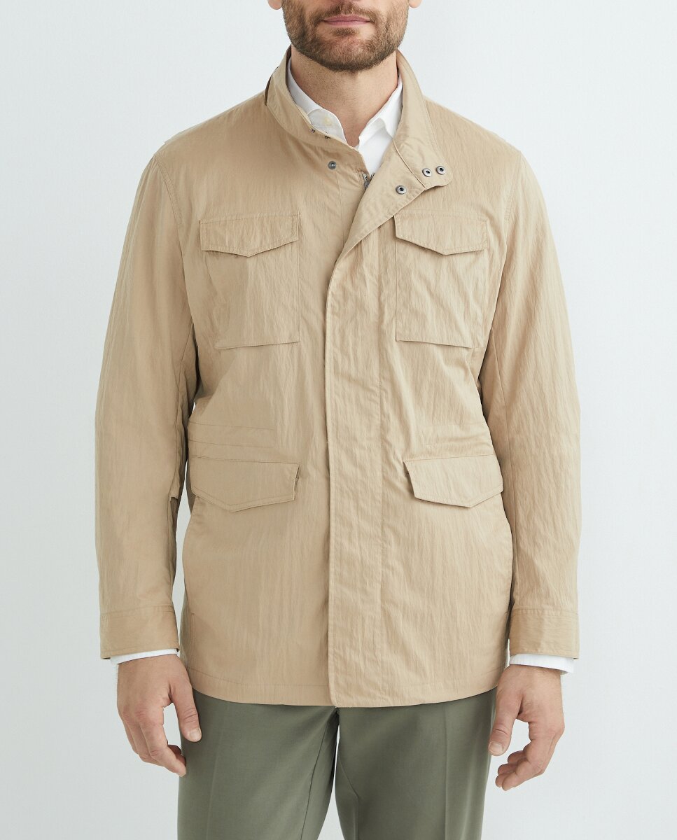 Imagen 0 de Cazadora 4 bolsillos de hombre beige tallas grandes