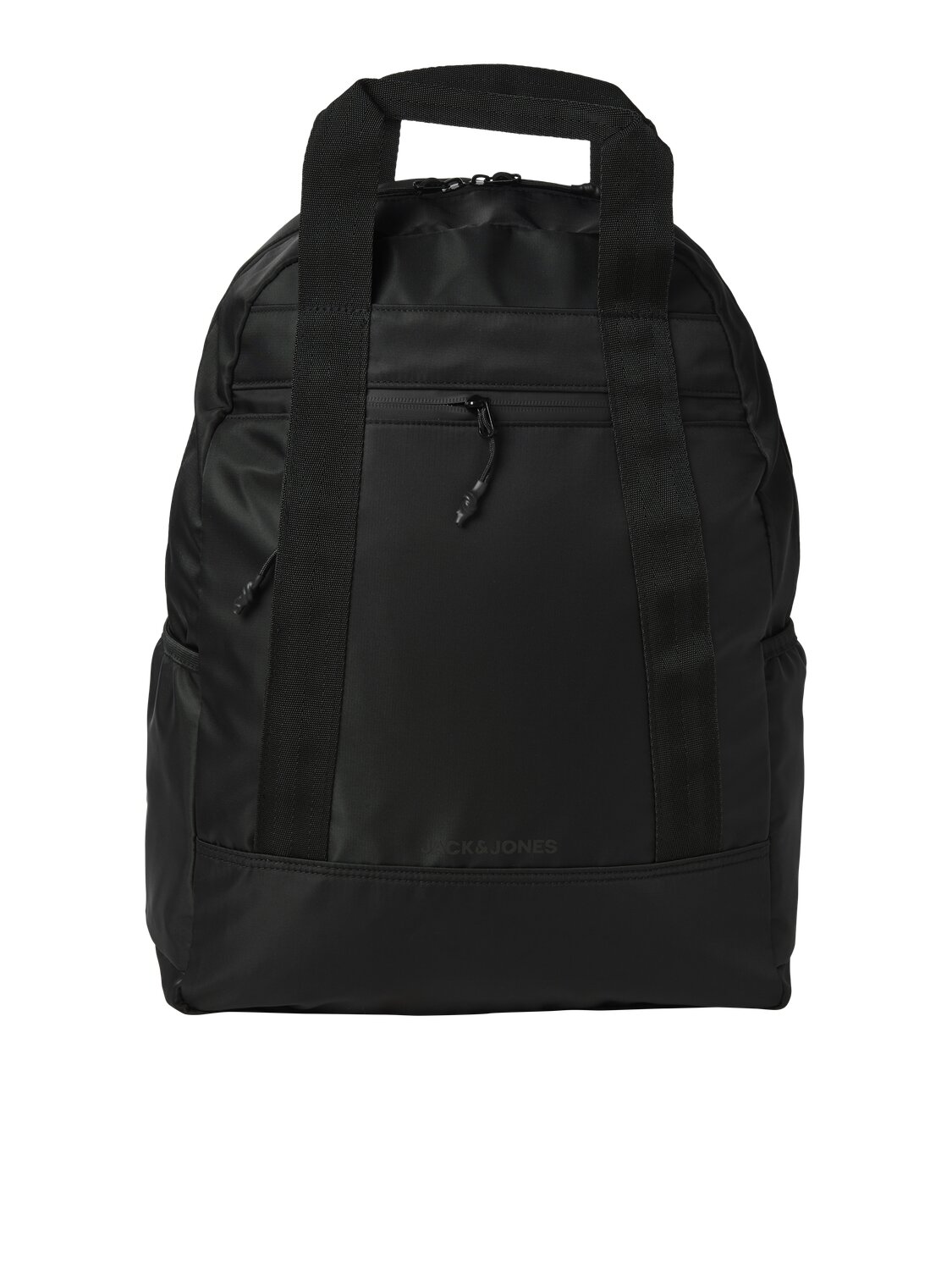Imagen 0 de Mochila en negro con cremallera y bolsillo frontal