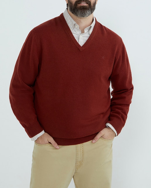 Imagen 0 de Jersey de lana de hombre tallas grandes con de cuello pico y logo tallas grandes