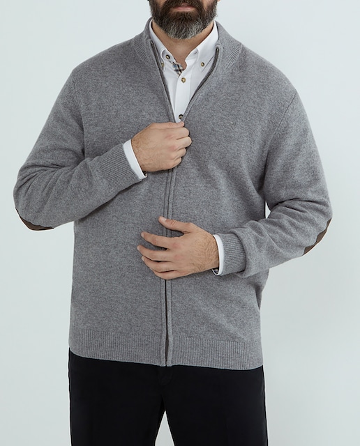 Imagen 0 de Cárdigan de hombre tallas grandes de lana con cremallera con logo en el pecho tallas grandes