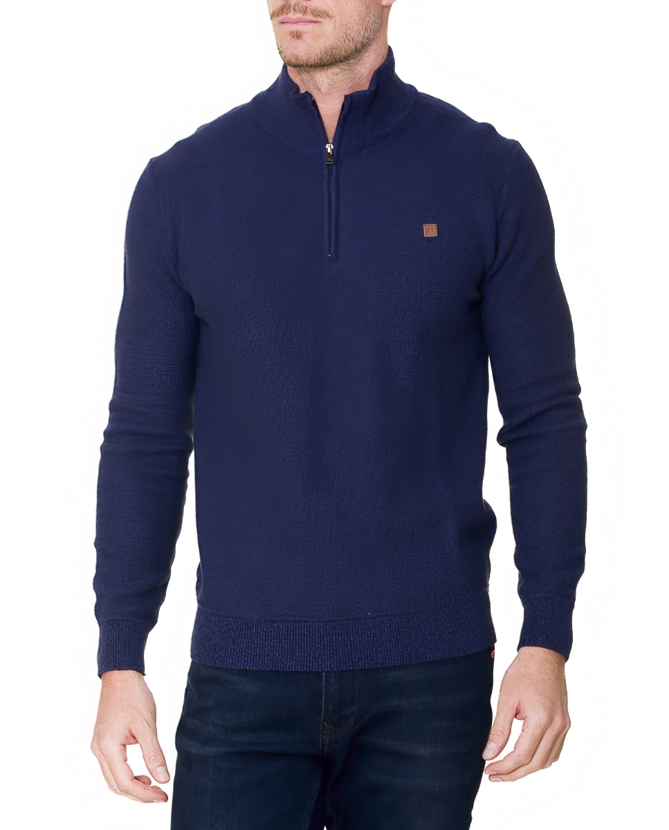 Imagen 0 de Jersey fantasía con cremallera cuello Azul