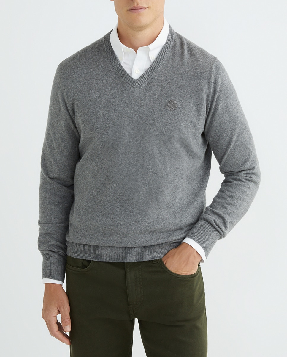 Jersey de hombre cuello pico algodón orgánico — oferta en Primeriti