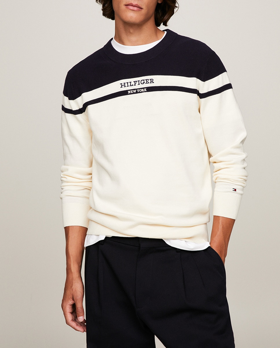 Imagen 0 de Jersey de punto colorblock con cuello redondo