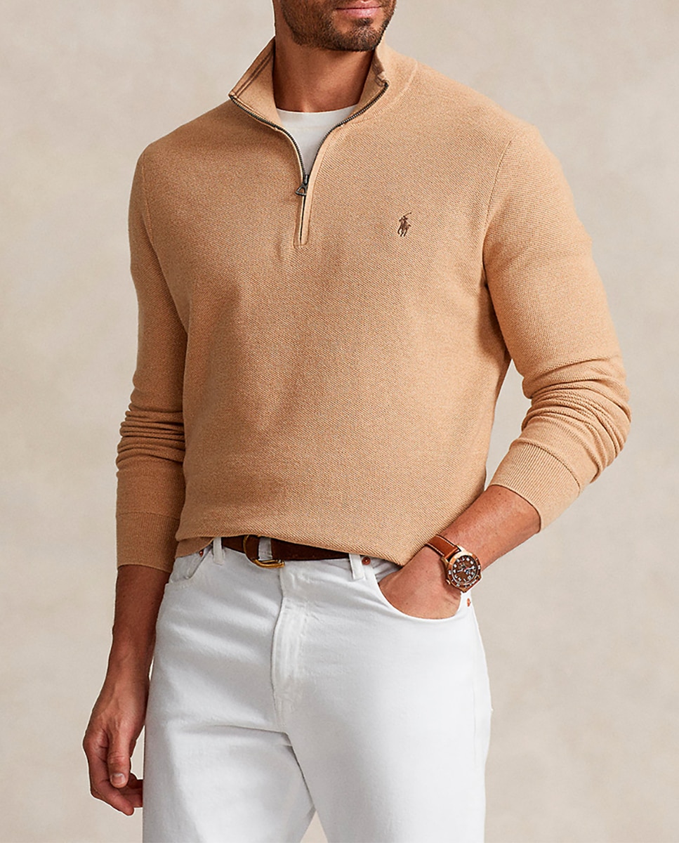 Imagen 0 de Jersey de hombre de algodón con cremallera corta tallas grandes