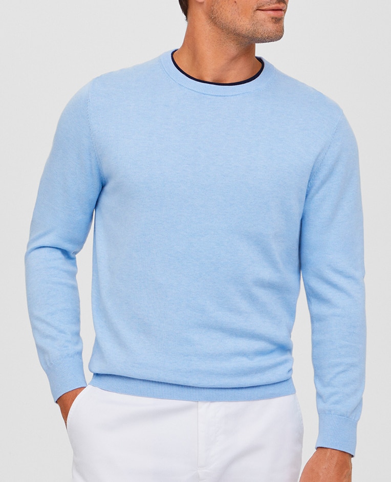 Imagen 0 de Jersey de hombre cuello redondo de algodón seda