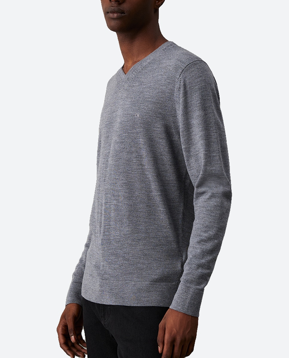 Imagen 0 de Jersey de pico en lana merino de hombre