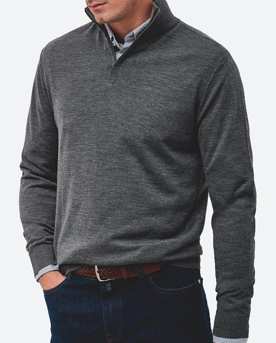 Imagen 0 de Jersey de hombre de lana cuello alto con cremallera