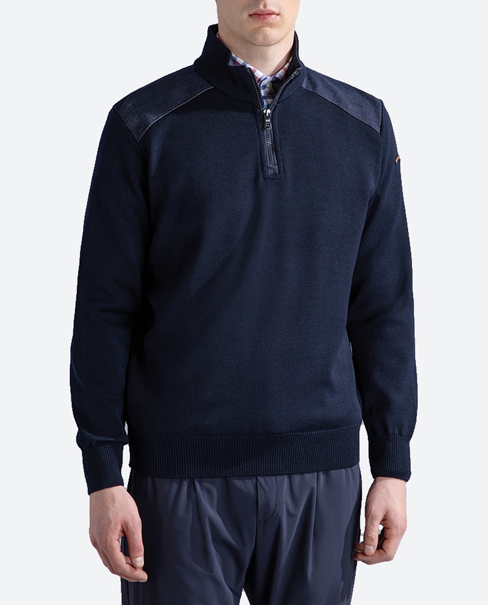 Imagen 0 de Jersey de hombre media cremallera canesú denim