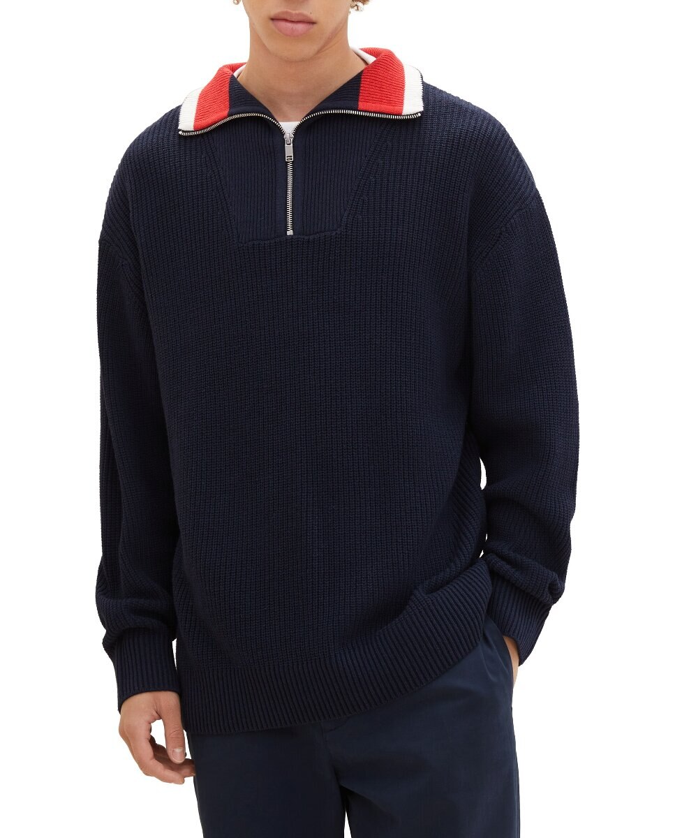 Imagen 0 de Jersey de hombre cuello semicisne con cremallera liso