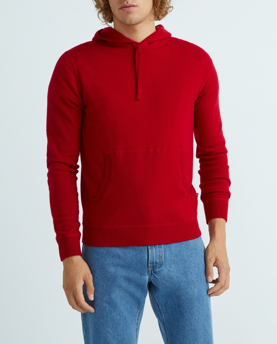 Imagen 0 de Sudadera de hombre de punto roja 100% cashmere