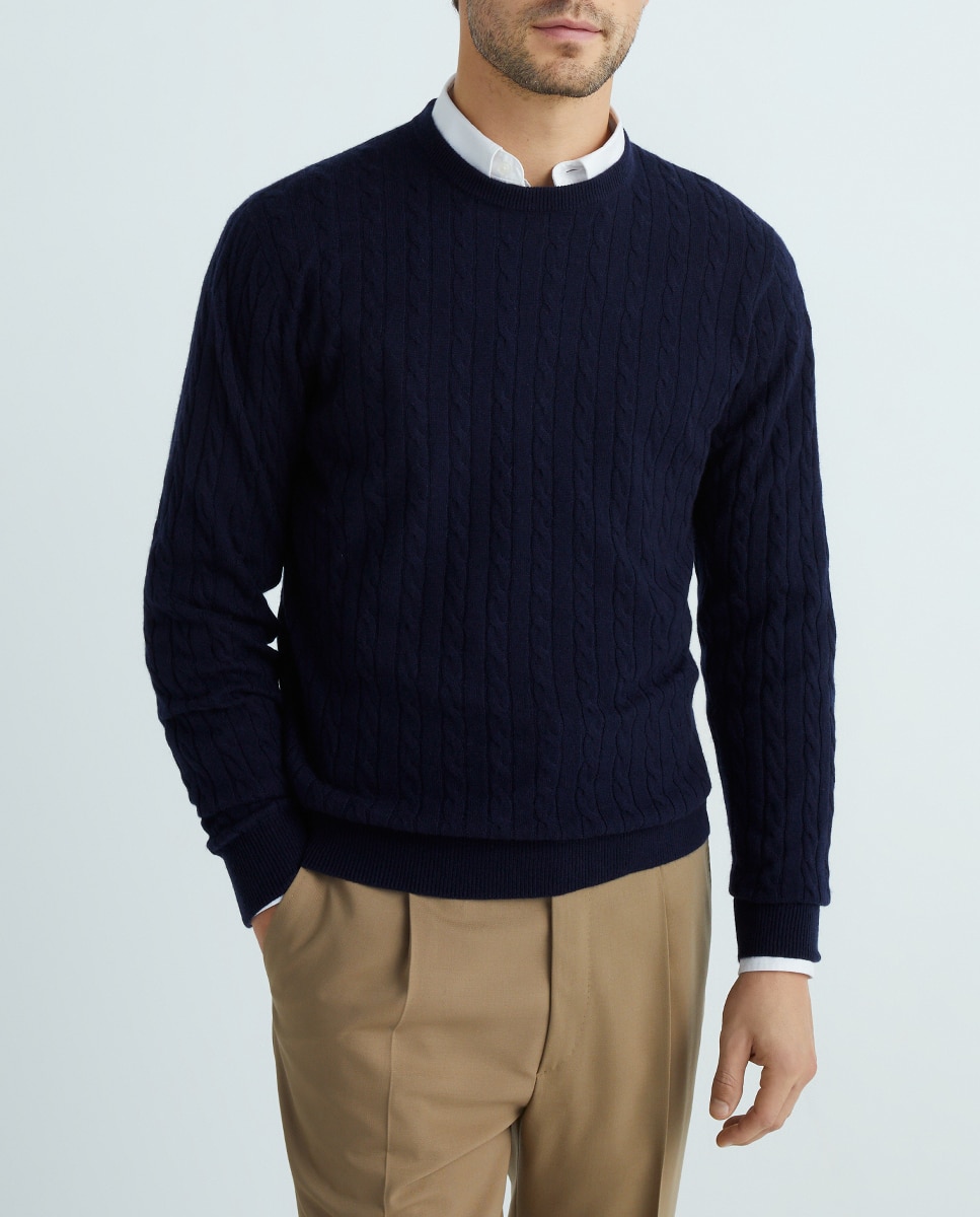 Imagen 0 de Jersey de hombre de cashmere azul marino