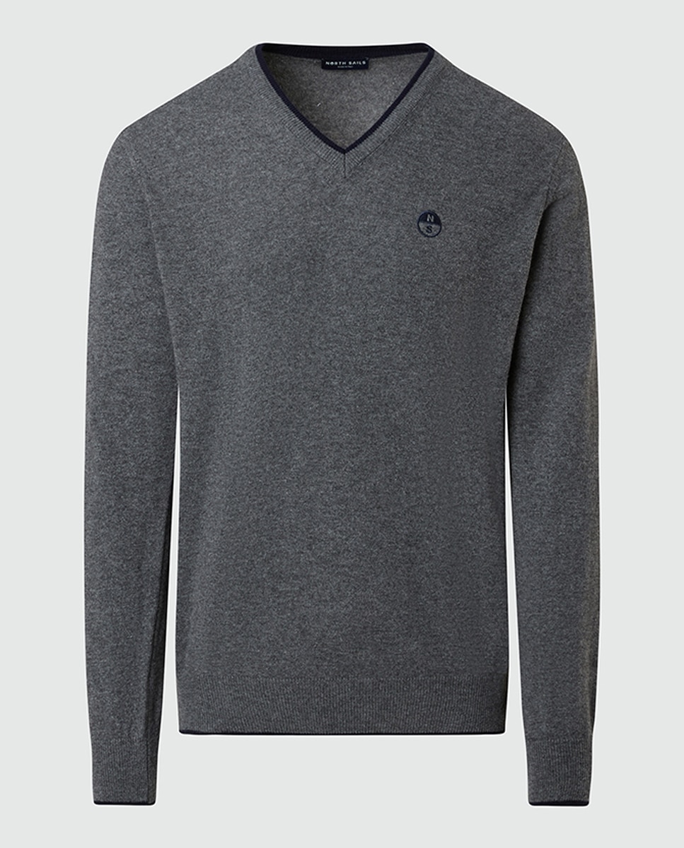 Imagen 0 de Jersey cuello pico en mezcla de cashmere de hombre