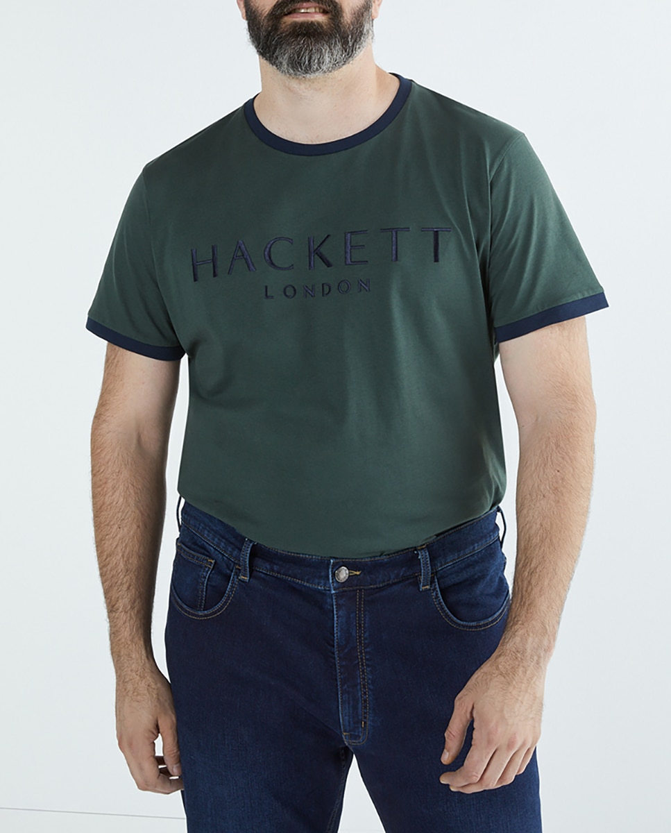 Imagen 0 de Camiseta de hombre tallas grandes de manga corta lisa con logo bordado en el pecho tallas grandes